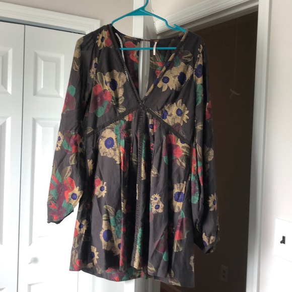 Free People Floral Long Sleeve Mini Dress - Picture 1 of 6